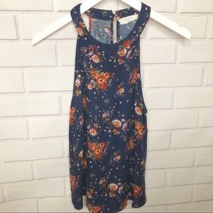 Elodie Navy floral Halter style Tank